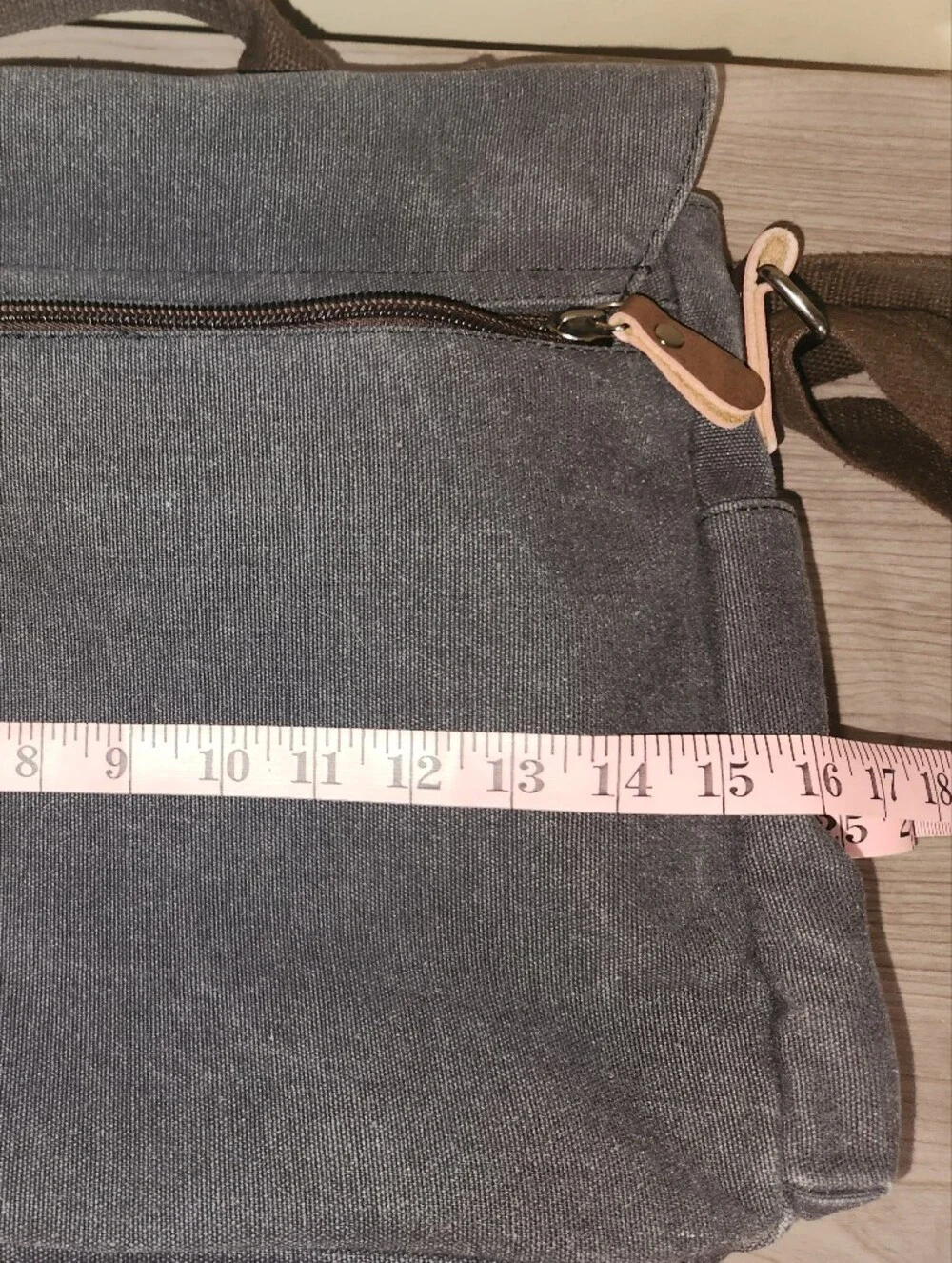 Gray Canvas Messenger Bag for Men - Casual Everyday Work Bag
